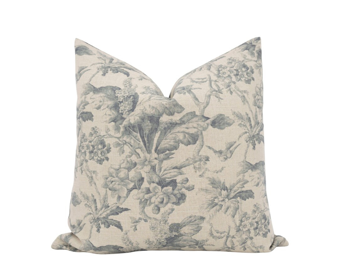 LOURDES || Light Blue Floral Pillow Cover French Country Pillow Blue Toile Pillow Cover Designer ... | Etsy (US)