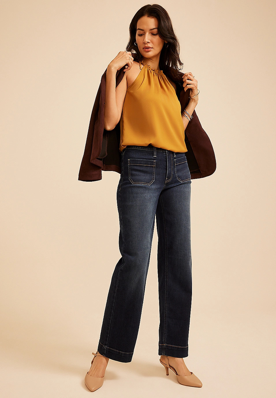 Shoulder Tie Halter Tank Top | Maurices