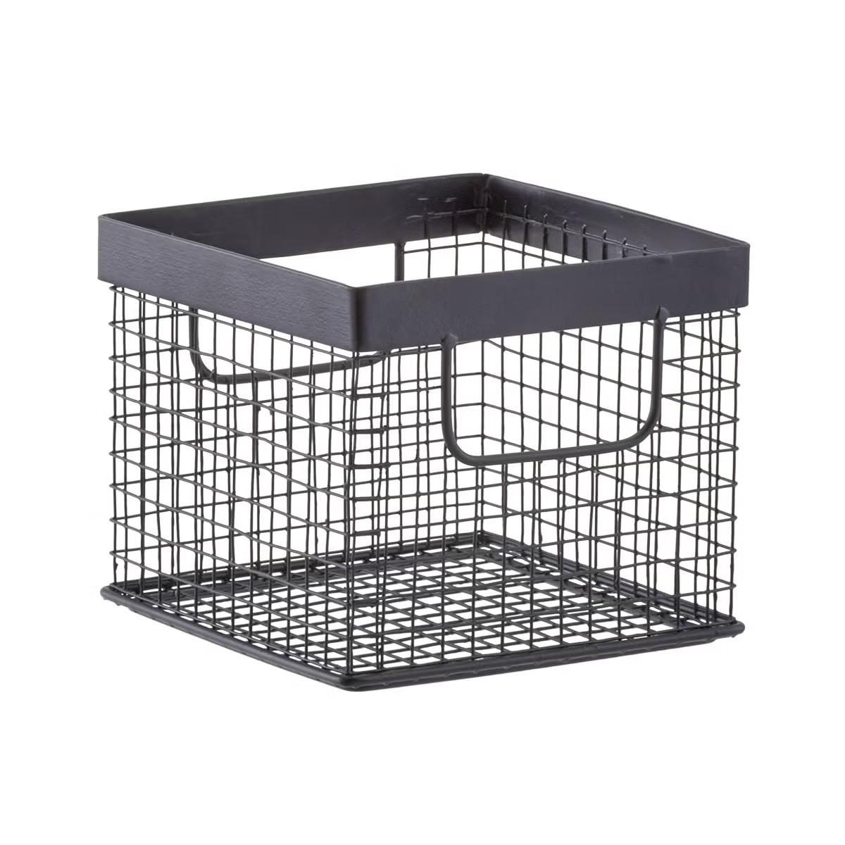 Design Ideas Small Wire Grid Bin Black | The Container Store