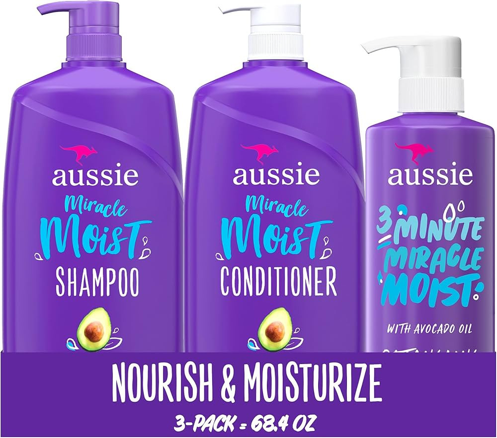 Aussie Miracle Moist Shampoo and Conditioner with 3 Minute Miracle Deep Conditioner, Avocado & Jo... | Amazon (US)