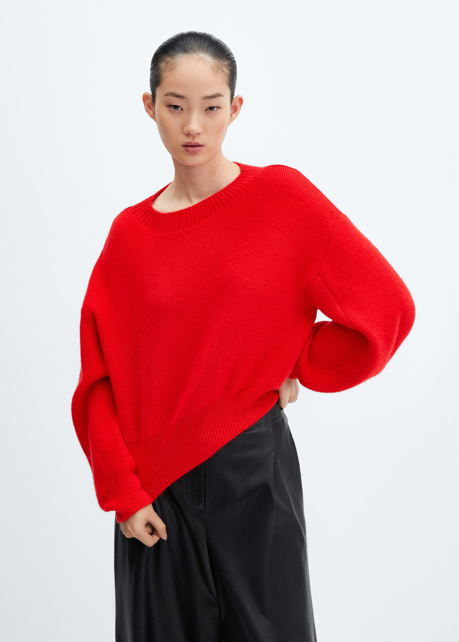 Puff-sleeve knitted sweater | MANGO (US)