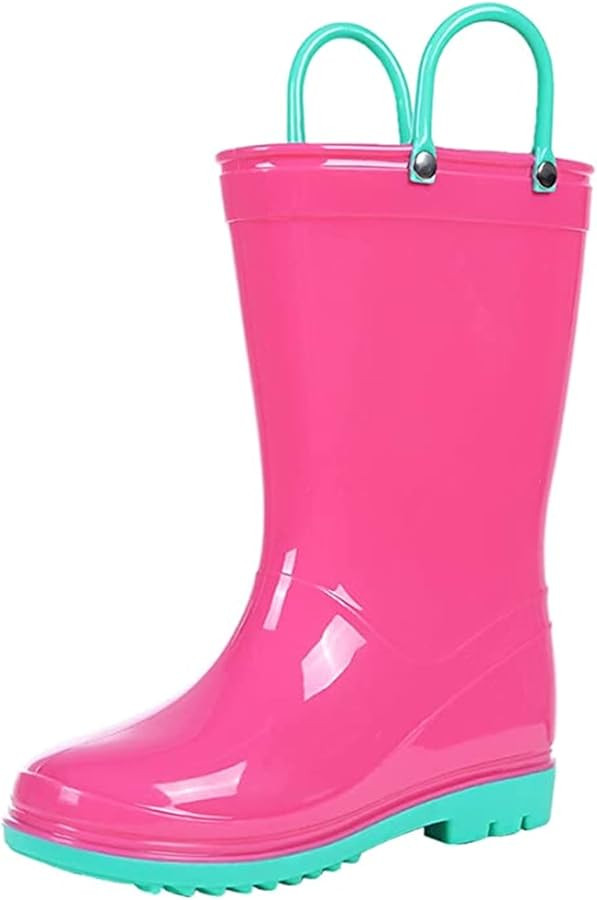 Colorxy Kids Rain Boots for Boys Girls Waterproof Toddler Rain Boots with Easy-On Handles | Amazon (US)