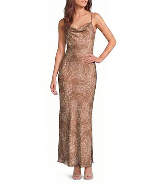 Cowl Neck Printed Maxi Slip Dress | Dillard's