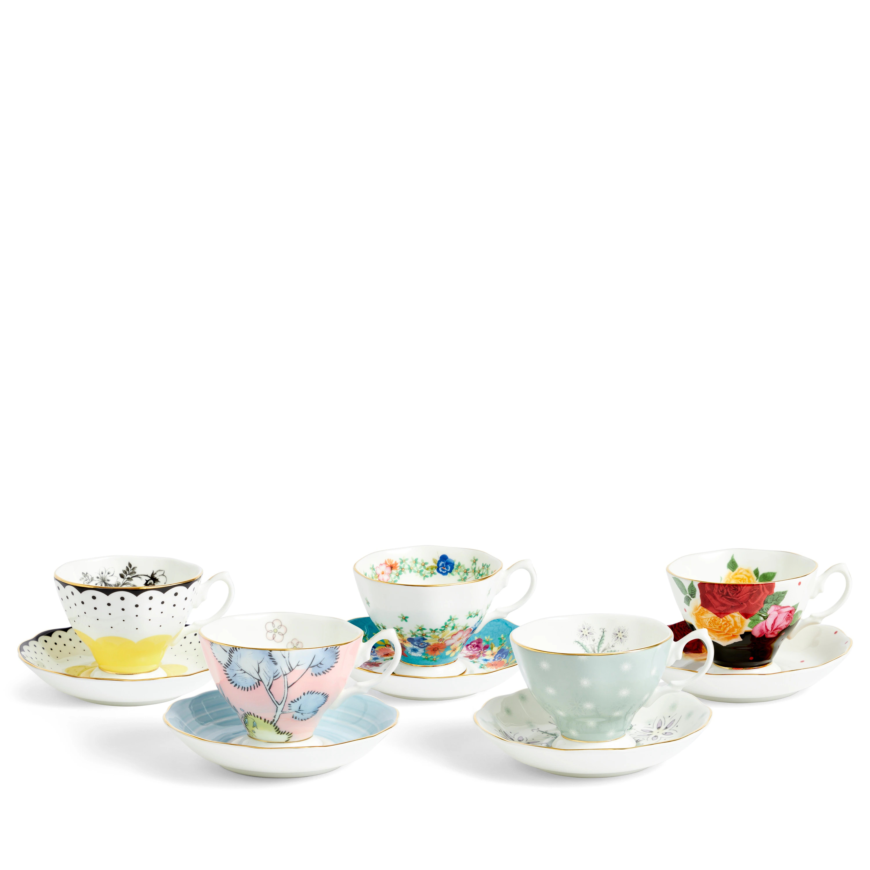 Royal Albert 100 Years Teacup & Saucer 1920 - 1960, Set of 5 | Bed Bath & Beyond