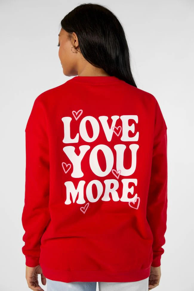 Love You More Red Oversized Graphic Sweatshirt | Pink Lily