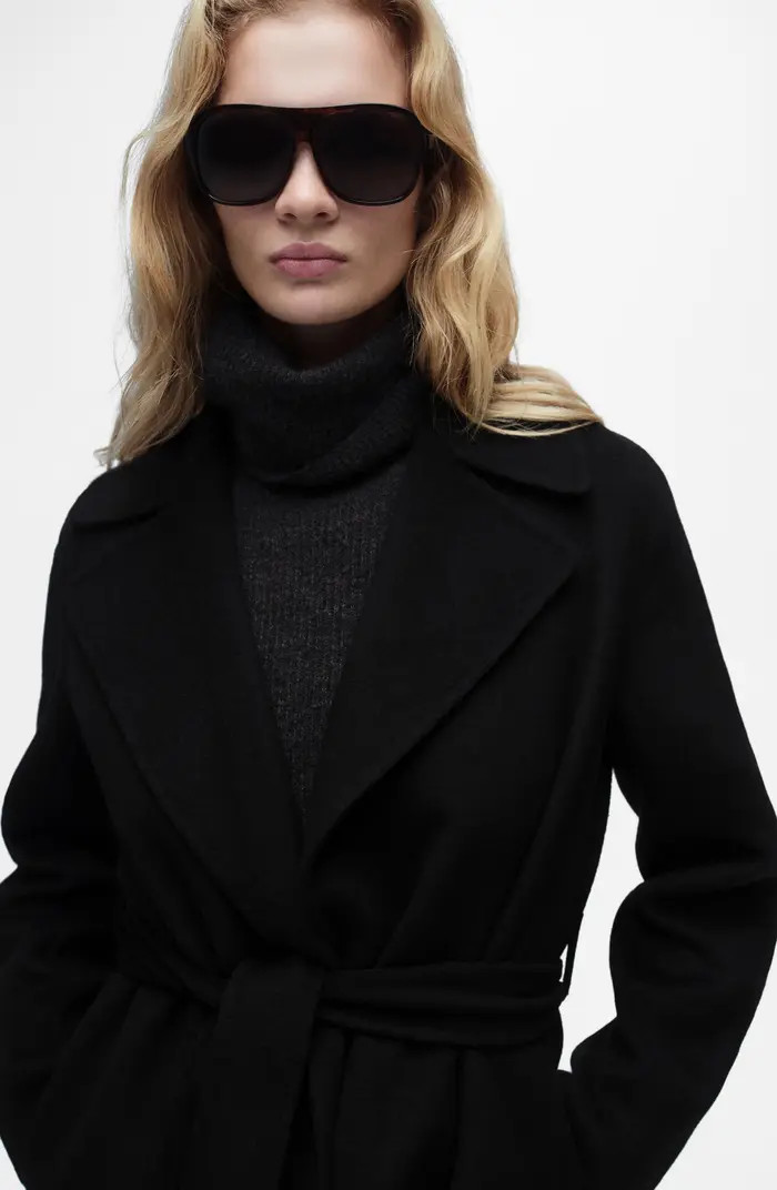 MANGO Handmade Wool Blend Wrap Coat | Nordstrom | Nordstrom