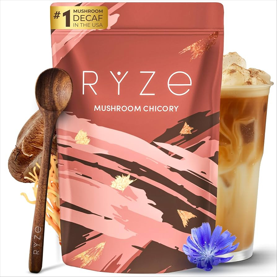 RYZE Organic Mushroom Chicory, Decaf Coffee Alternative, 30 Servings | Amazon (US)