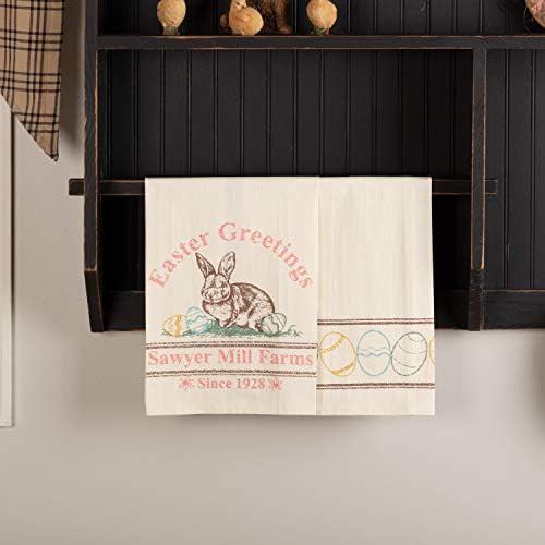 VHC Brands Sawyer Mill Easter Greetings Bunny, Cotton Kitchen Towel Set of 2, 19x28 | Amazon (US)
