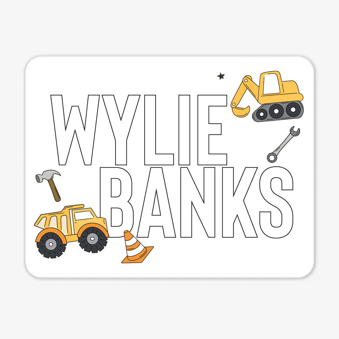Kids Personalized Whiteboard | Under Construction | Caden Lane