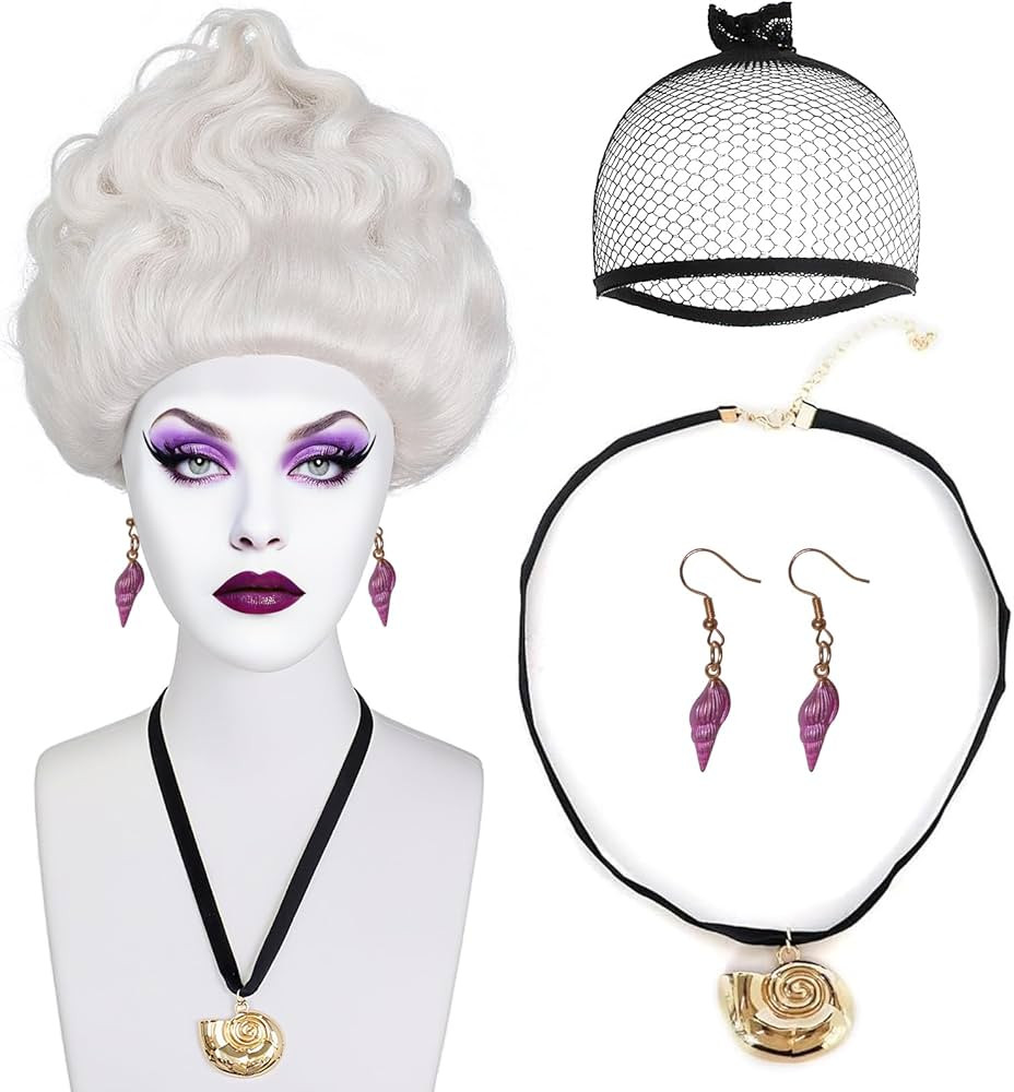 BESTBEL+Hair Cap 3 Pcs Short Grey Wig with Necklace and Earings for Women Anime Costume Cosplay S... | Amazon (US)