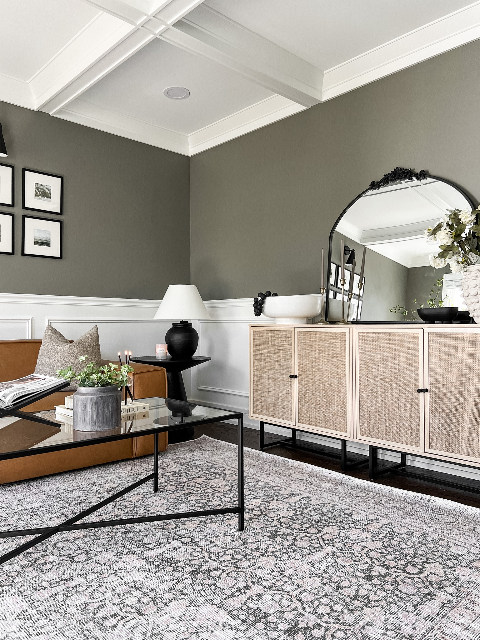 Natural cane sideboard styling in our office living room space 

#LTKsalealert #LTKSeasonal #LTKhome