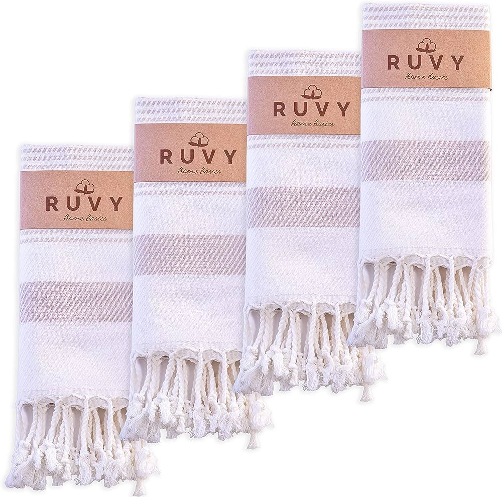 Ruvy Home Basics Turkish Hand Towels for Bathroom Set of 4 | 18"x40", Cotton | Bathroom Hand Towe... | Amazon (US)