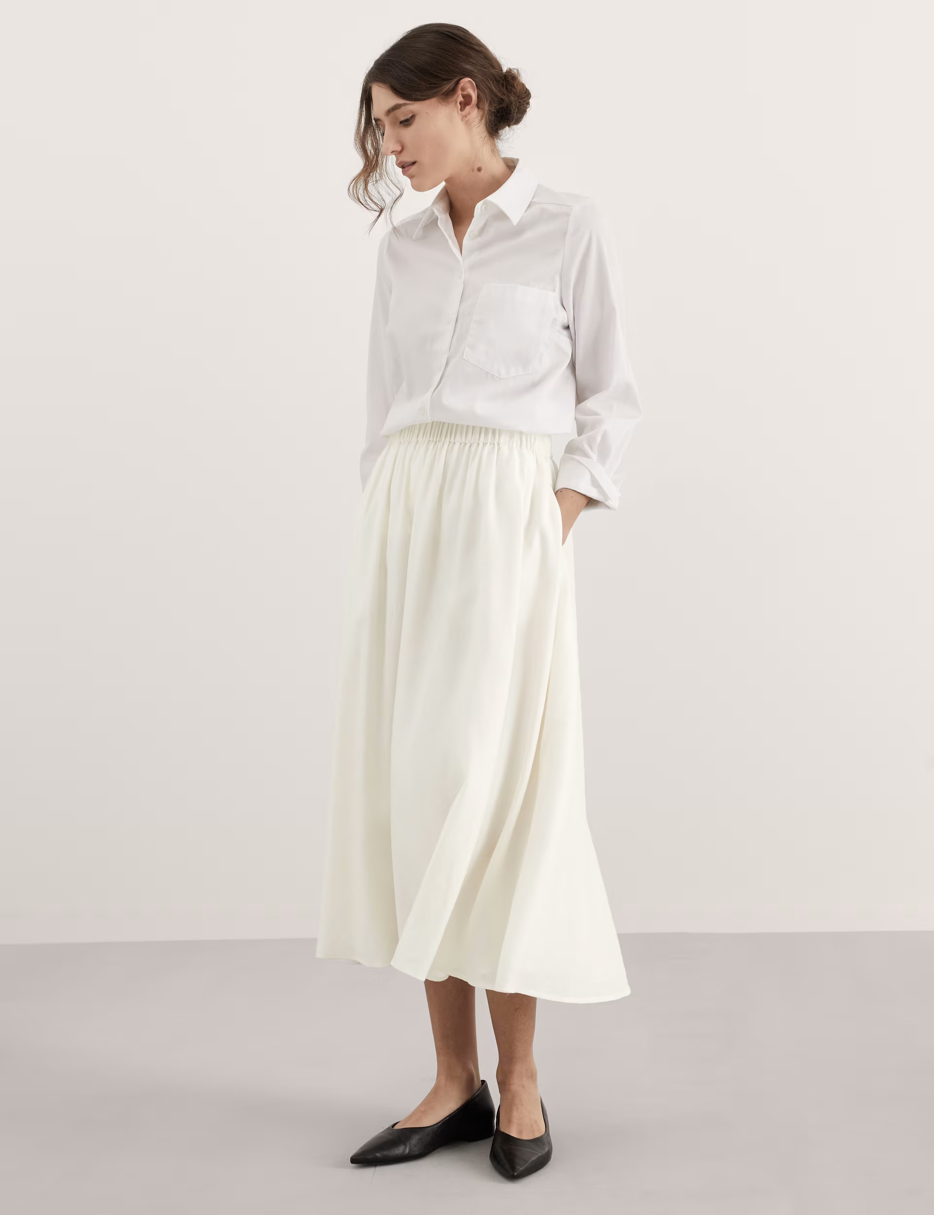 Linen Rich Midi A-Line Skirt | Marks & Spencer (UK)