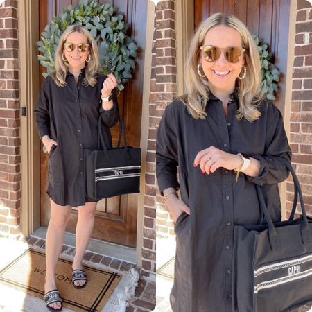Love this shirt dress from Target! I’m wearing a size small and 1.5 months postpartum. 

Vacation outfit, resort wear, work outfit, spring dress, dress, spring outfit, Target style 

#LTKworkwear #LTKitbag #LTKshoecrush
