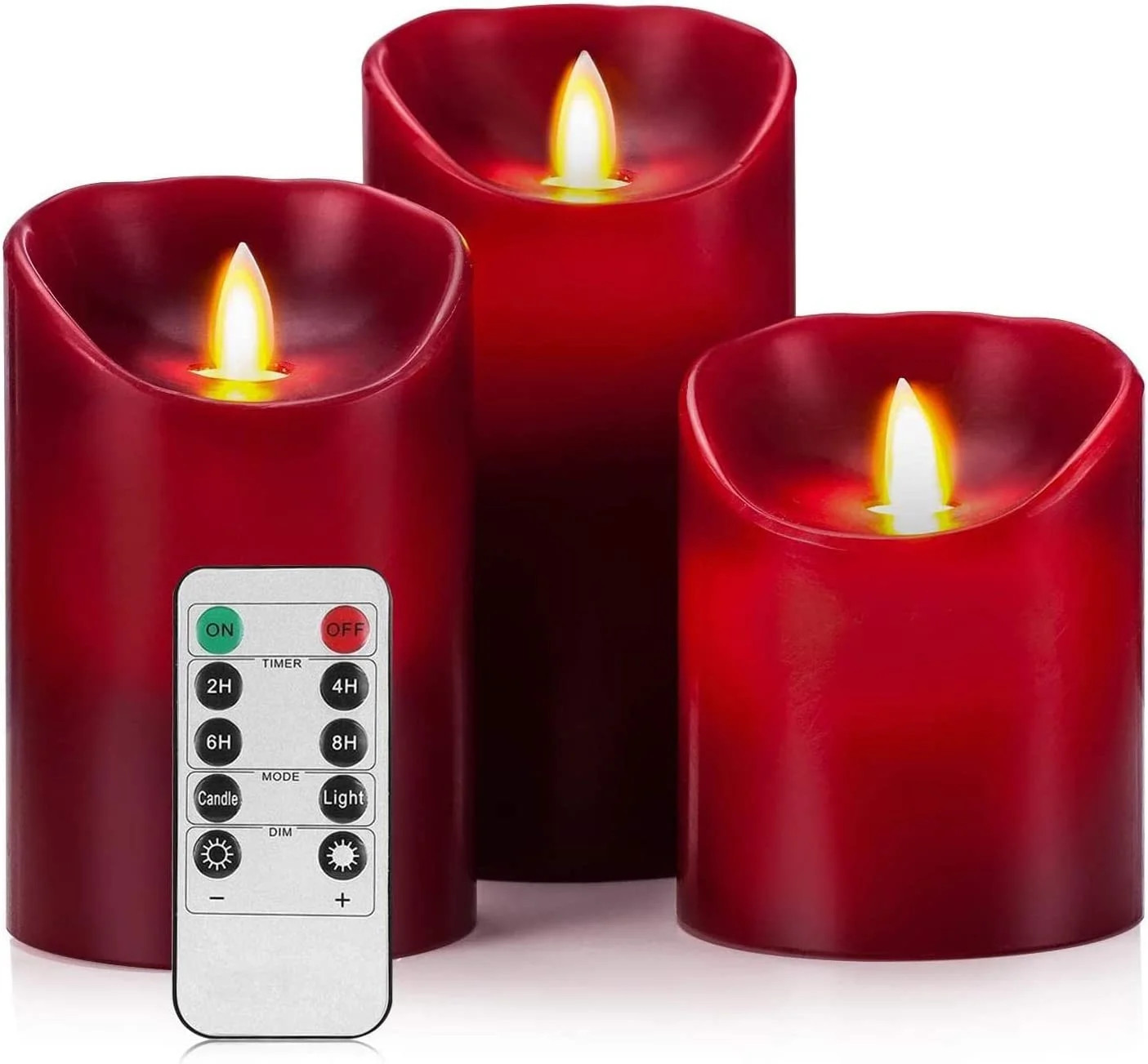 OSHINE 3 Pack Red Flameless Candles LED Battery Pillar Candles Moving Wick Electric Candles Ivory... | Walmart (US)