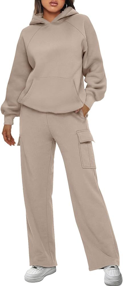 AUTOMET Womens 2 Piece Outfits Sweatsuits Sets Long Sleeve Sweatshirts with Cargo Sweatpants | Amazon (US)