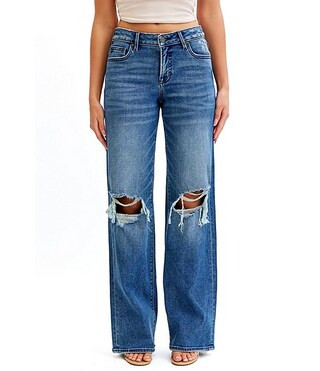 Hidden Jeans Logan Mid Rise Distressed Dad Jeans | Dillard's | Dillard's