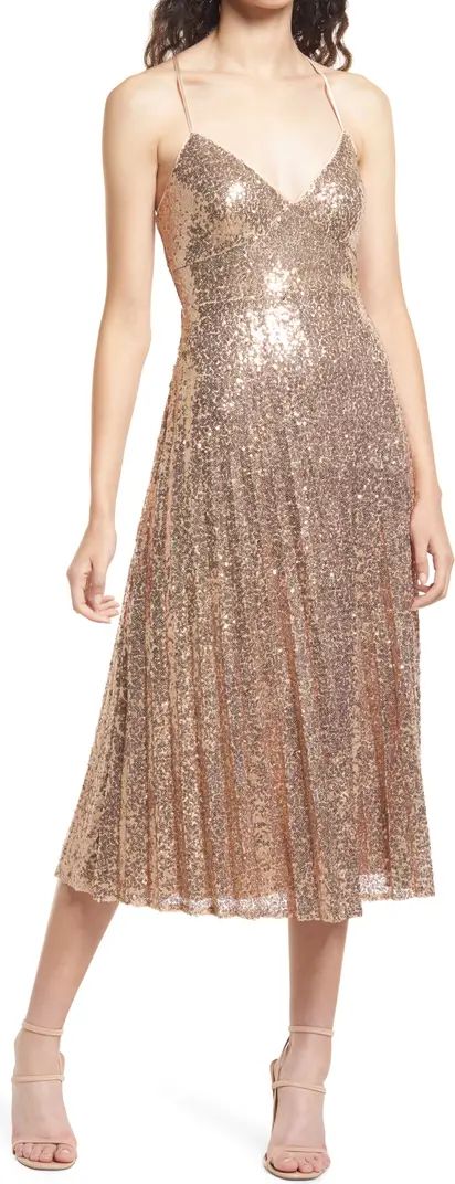 Vision of Elegance Sequin Cross Back Midi Dress | Nordstrom