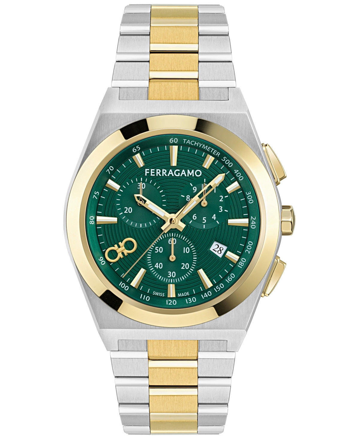 Ferragamo Men's Swiss Chronograph Vega Two-Tone Stainless Steel Bracelet Watch 42mm - Two Tone | Macy's