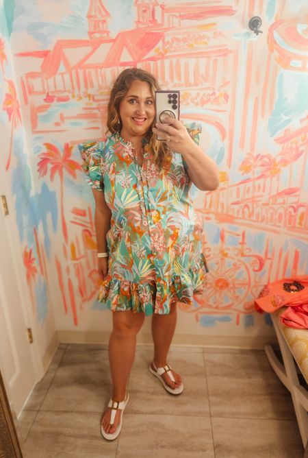 Tried on this Michelle McDowell Abby piece today at my local shop. I almost bought this online over memorial day weekend. I love the parrots on this print. Very tropical, light weight, has pockets, and IMO runs a little large. This is an XL. I have been getting XL in this brand lately instead of XXL

