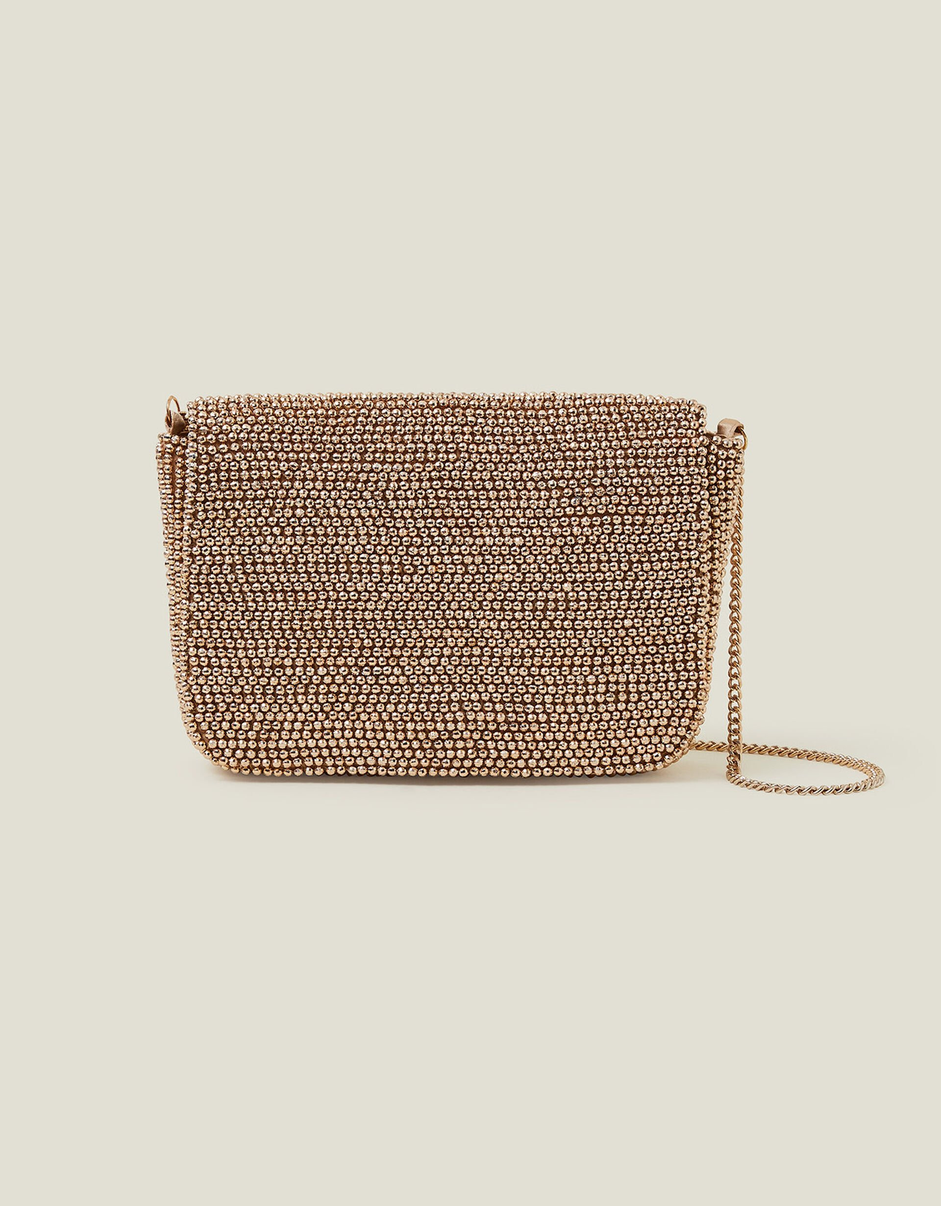 Fold Over Beaded Clutch Bag Gold | Accessorize (Global)