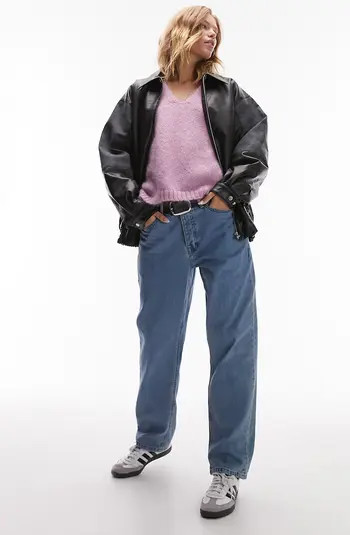 Collared Faux Leather Bomber Jacket | Nordstrom