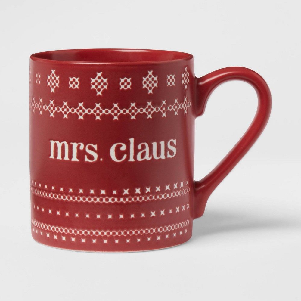 16oz Stoneware Mrs. Claus Christmas Mug Red - Threshold | Target