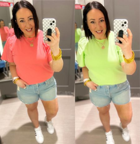 New elbow sleeve tees at Target!  On sale for $12 through 2/19!  Size xl in mine. Prefer an xl for a bit more room. 

Size 16 shorts. Adidas fit tts. Linked Target sneakers 20% off through 2/19!  

#LTKsalealert #LTKfindsunder50 #LTKmidsize