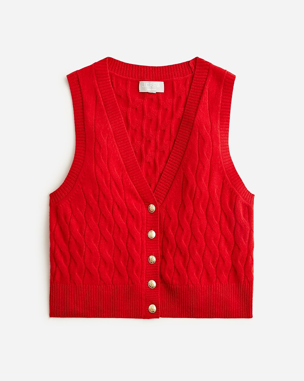 Cashmere cropped cable-knit sweater-vest | J. Crew US