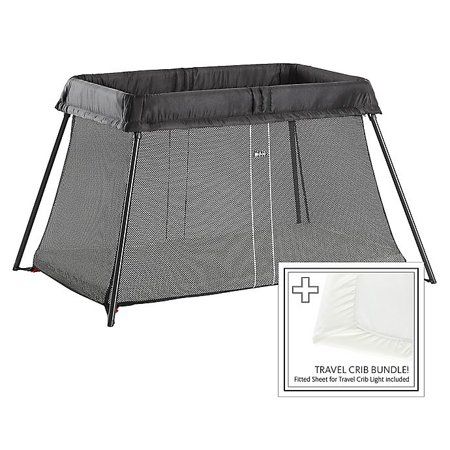BabyBjorn Travel Crib Light Black and Fitted Sheet Bundle Pack | Walmart (US)