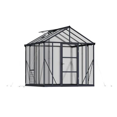 Palram - Canopia Glory Premium Walk-In Hobby Twin Wall Polycarbonate Aluminum Frame Greenhouse Kit with Roof Vent - Gray | Wayfair North America