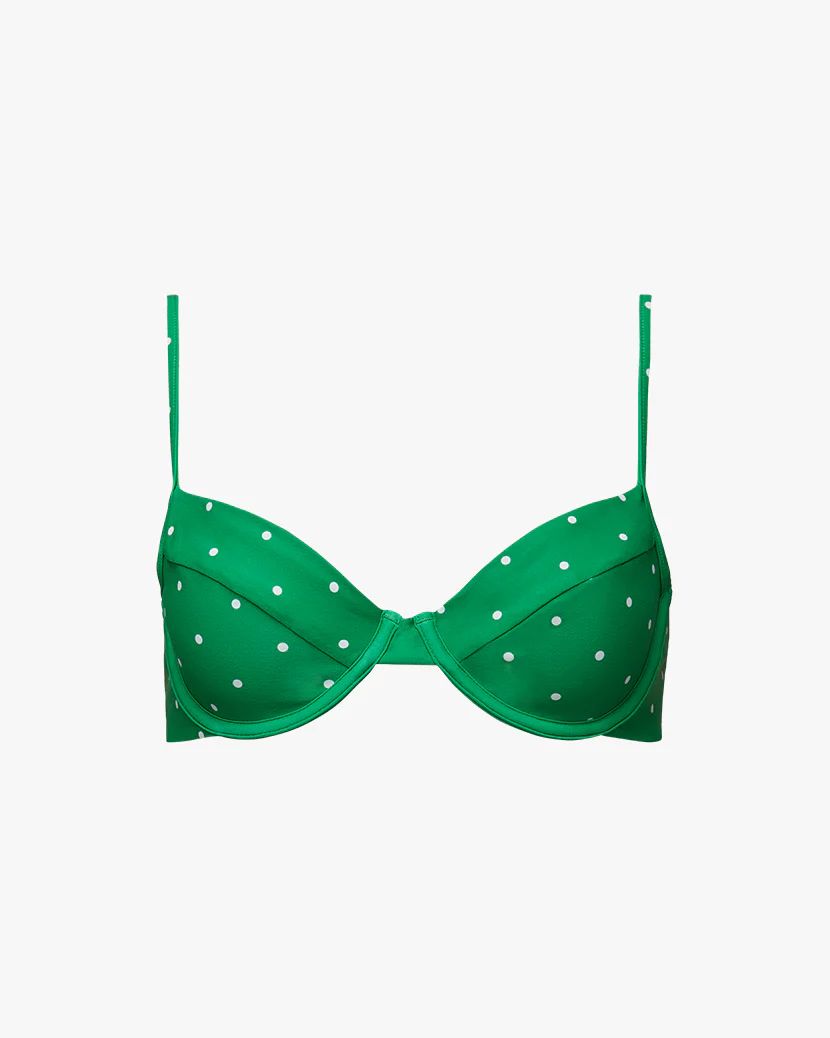 Full Coverage Underwire Micro Polka Dot Bikini Top | We Wore What