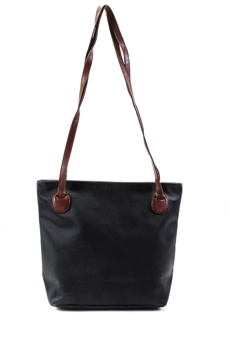 Bottega Veneta Womens Vintage Coated Canvas Shoulder Bag Handbag Black Brown | eBay US