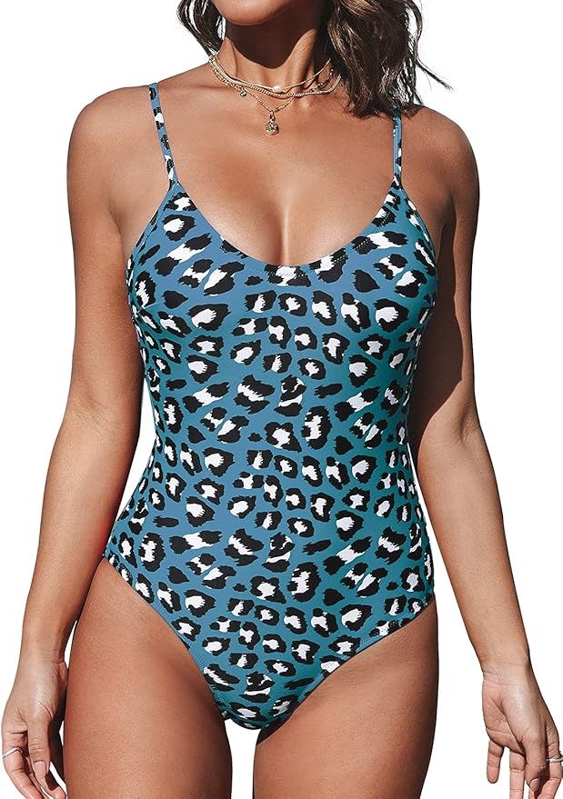 CUPSHE Women's V Neck Leopard Print One Piece Swimsuit | Amazon (US)