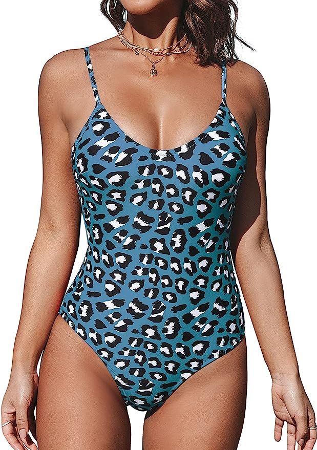 CUPSHE Women's V Neck Leopard Print One Piece Swimsuit | Amazon (US)