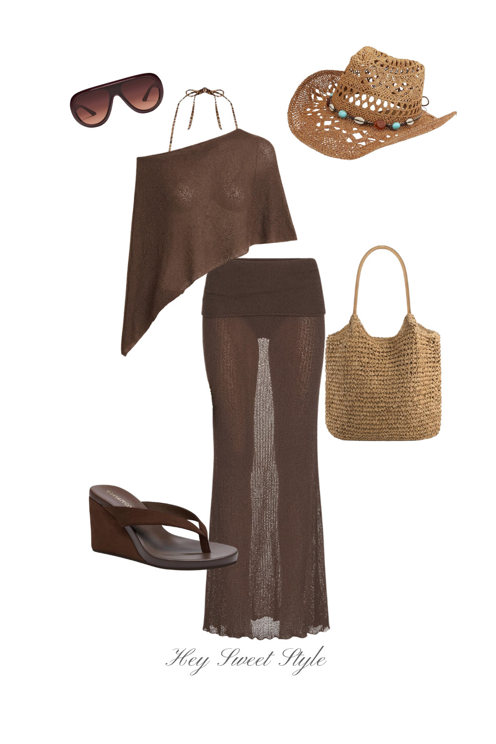 Vacation Outfit: Brown Bikini Coverup 🤎 

 