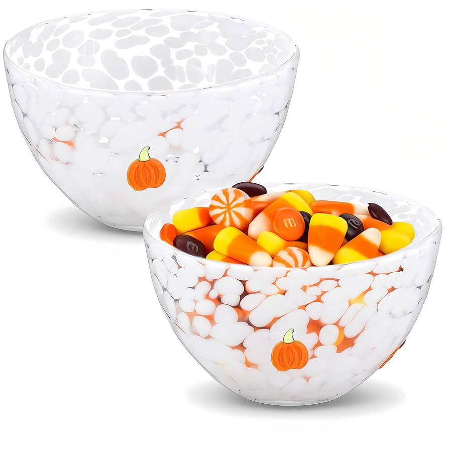 2 PCS Pumpkin Icon Glass Bowl - Harvest Pumpkin Glass Salad Mixing Bowls Set for Kitchen Baking, ... | Amazon (US)
