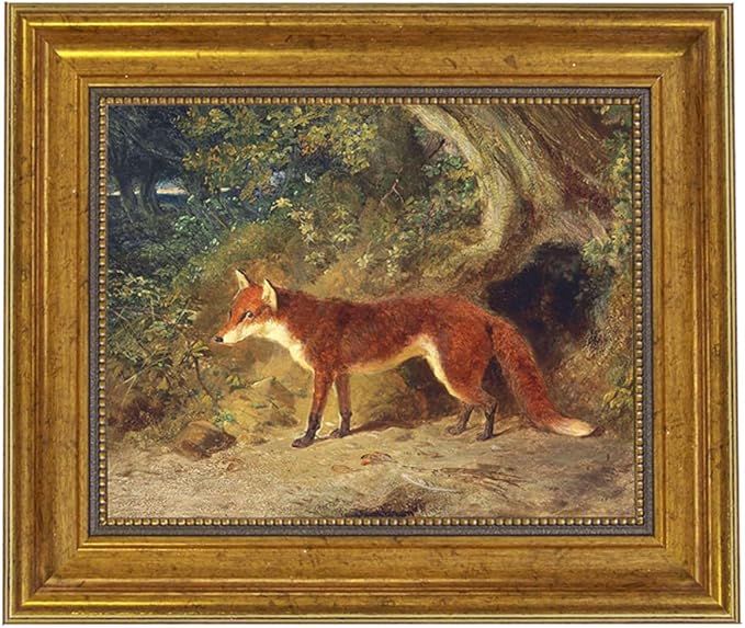 Schooner Bay Co. - Fox and Feathers 8 x 10” Oil Painting Print on Canvas Gold Frame Home Wall A... | Amazon (US)