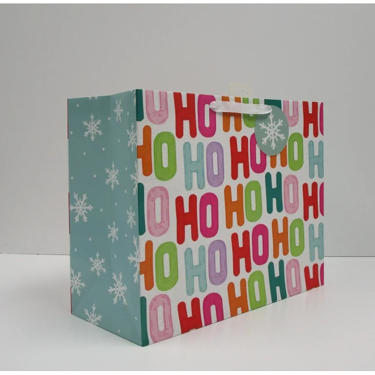 Jumbo Multicolor Ho Ho Ho Balloons Christmas Paper Gift Bag, 16" x 7" x 12.75", by Holiday Time | Walmart (US)