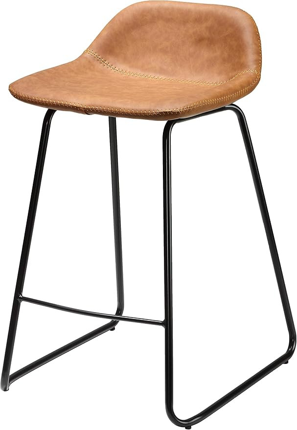 Cortesi Home Ava Counterstools in Saddle Brown faux Leather, 25" High,CH-CS624959 | Amazon (US)