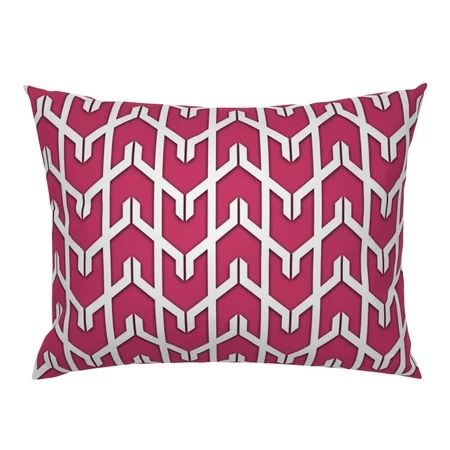 Herringbone Chevron Arrows Pink Bright Fuschia Pillow Sham by Roostery | Walmart (US)