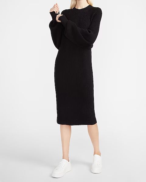 Balloon Sleeve Midi Sweater Dress | Express