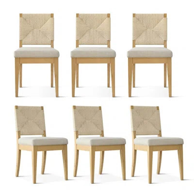 Coastal Solid Wood Woven Rope Dining Chairs (Set of 6) | Wayfair North America
