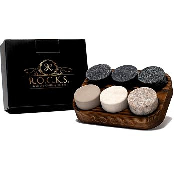 Whiskey Chilling Stones - Set of 6 Handcrafted Premium Granite Round Sipping Rocks - Hardwood Pre... | Amazon (UK)