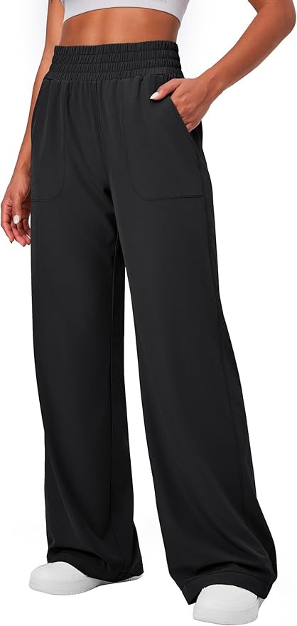 Ewedoos Wide Leg Pants Woman Lightweight Sweatpants Travel Track Work Yoga Dress Pants High Waist... | Amazon (US)