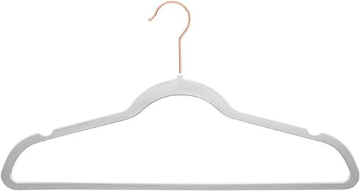 Amazon Basics Velvet Non-Slip Suit Clothes Hangers, Ivory/Rose Gold - Pack of 100 | Amazon (US)