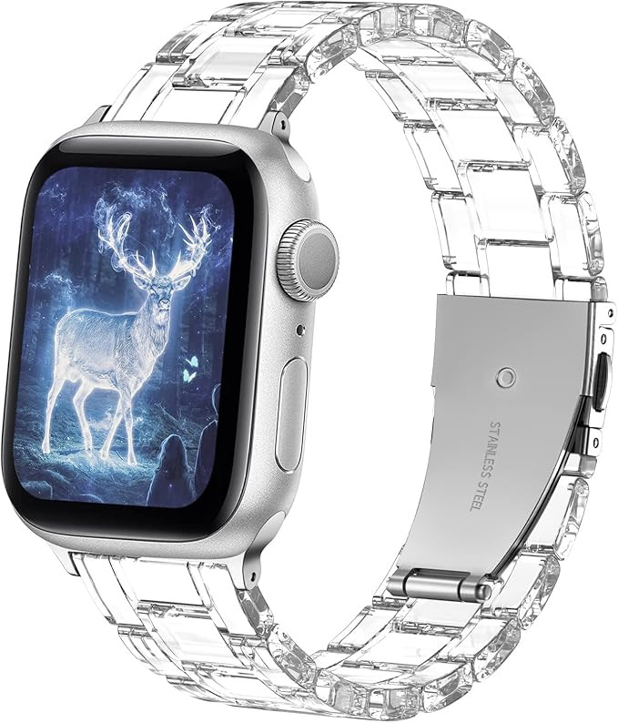 GEAK Compatible with Resin Apple Watch Band 40mm 38mm 41mm Women Men, Lightweight Resin Bracelet ... | Amazon (US)