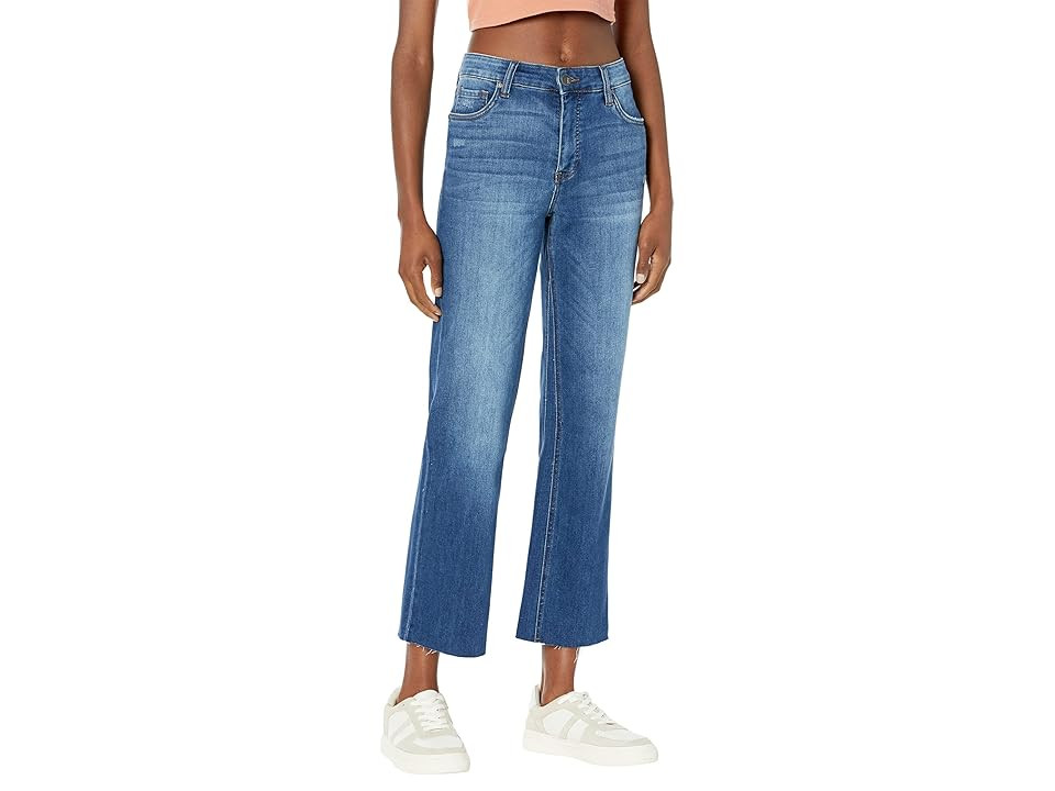KUT from the Kloth Kelsey High-Rise Fab AB Ankle Flare Inset Leg in Royal Women's Jeans Royal : 18 27.5, Spandex/Polyester/Denim | Zappos
