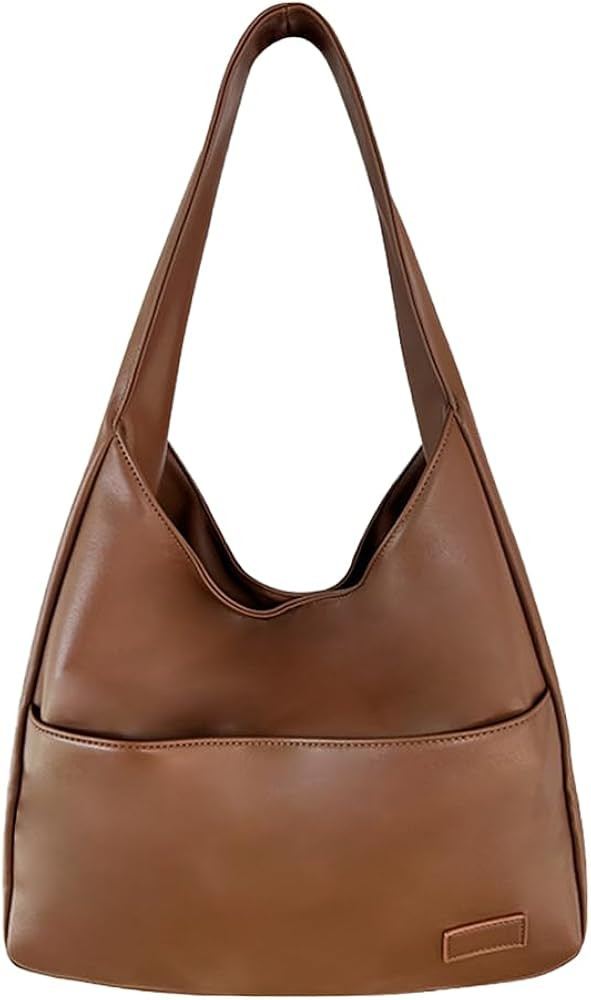 Shoulder Bag for Women, Solid Color Genuine Leather Shoulder Bag Tote Handbag Big Capacity Travel... | Amazon (US)