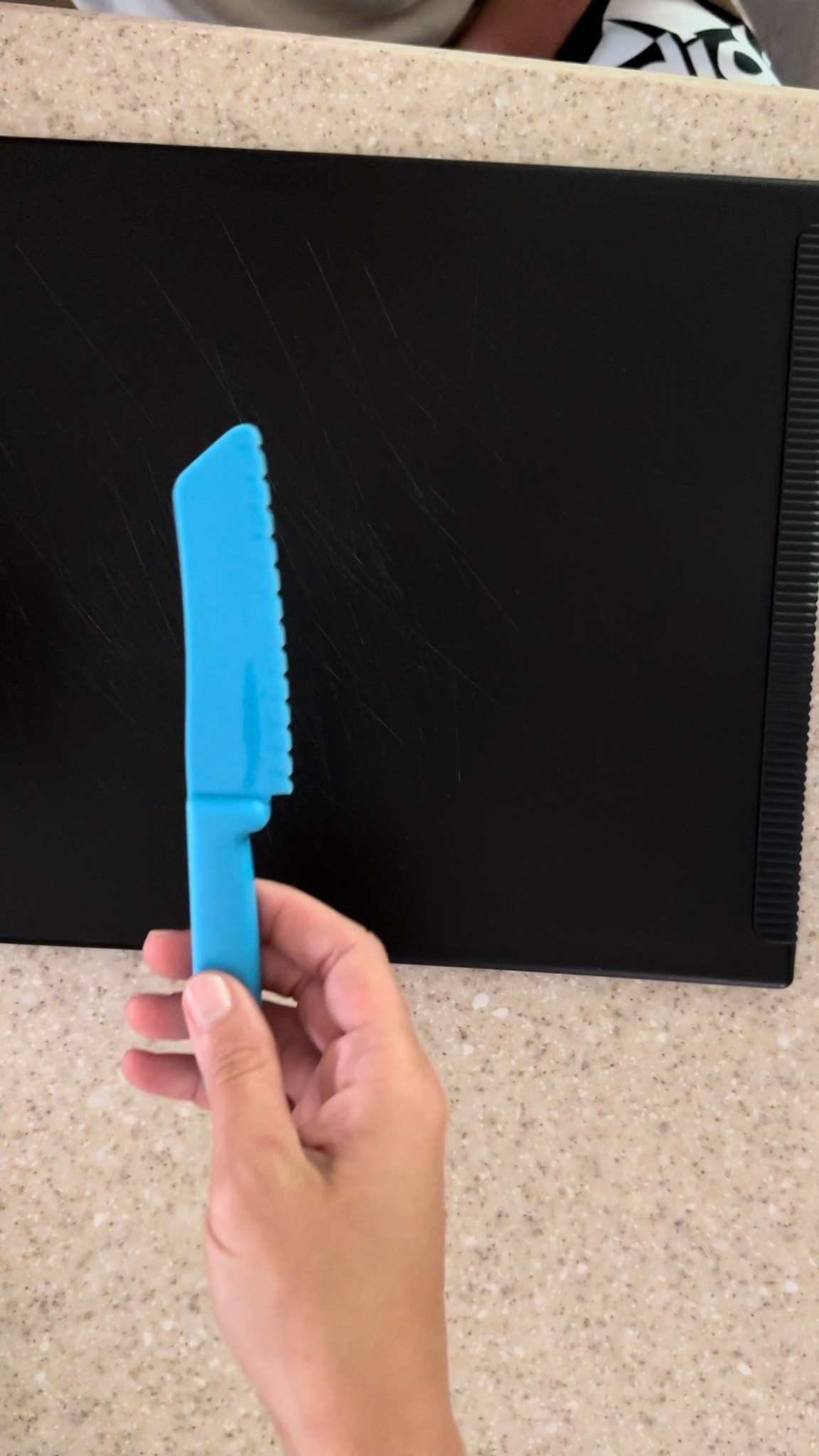 When I hand my kids their practice knives, they eat 100% more fruits and veggies during prep time. 😉